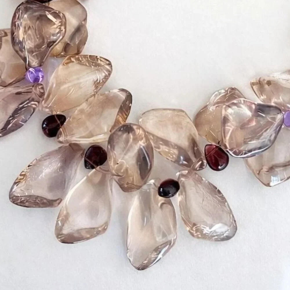 Vintage Lavender Lucite Nugget Statement Choker Necklace Purple Toggle 21 inches - Picture 3 of 5